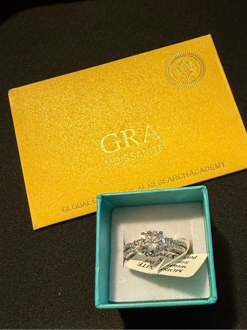 Silver Tone Moissanite Engagement Ring - Size 8